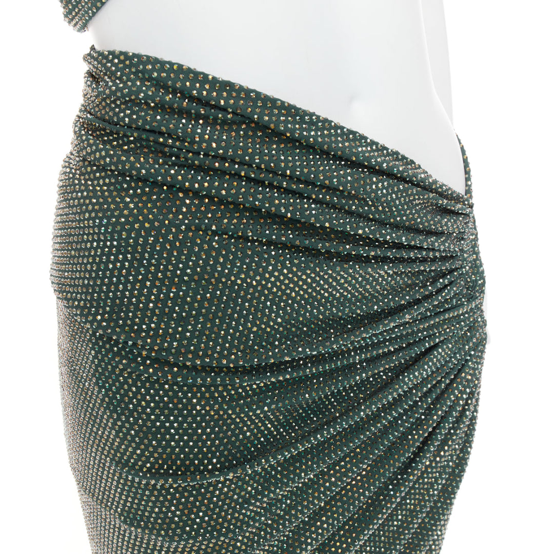 ALEXANDRE VAUTHIER Scarabeus green strass crystal cut out twisted low waist gown