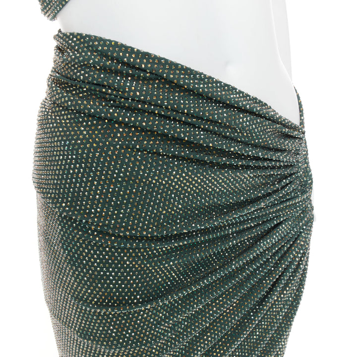 ALEXANDRE VAUTHIER Scarabeus green strass crystal cut out twisted low waist gown