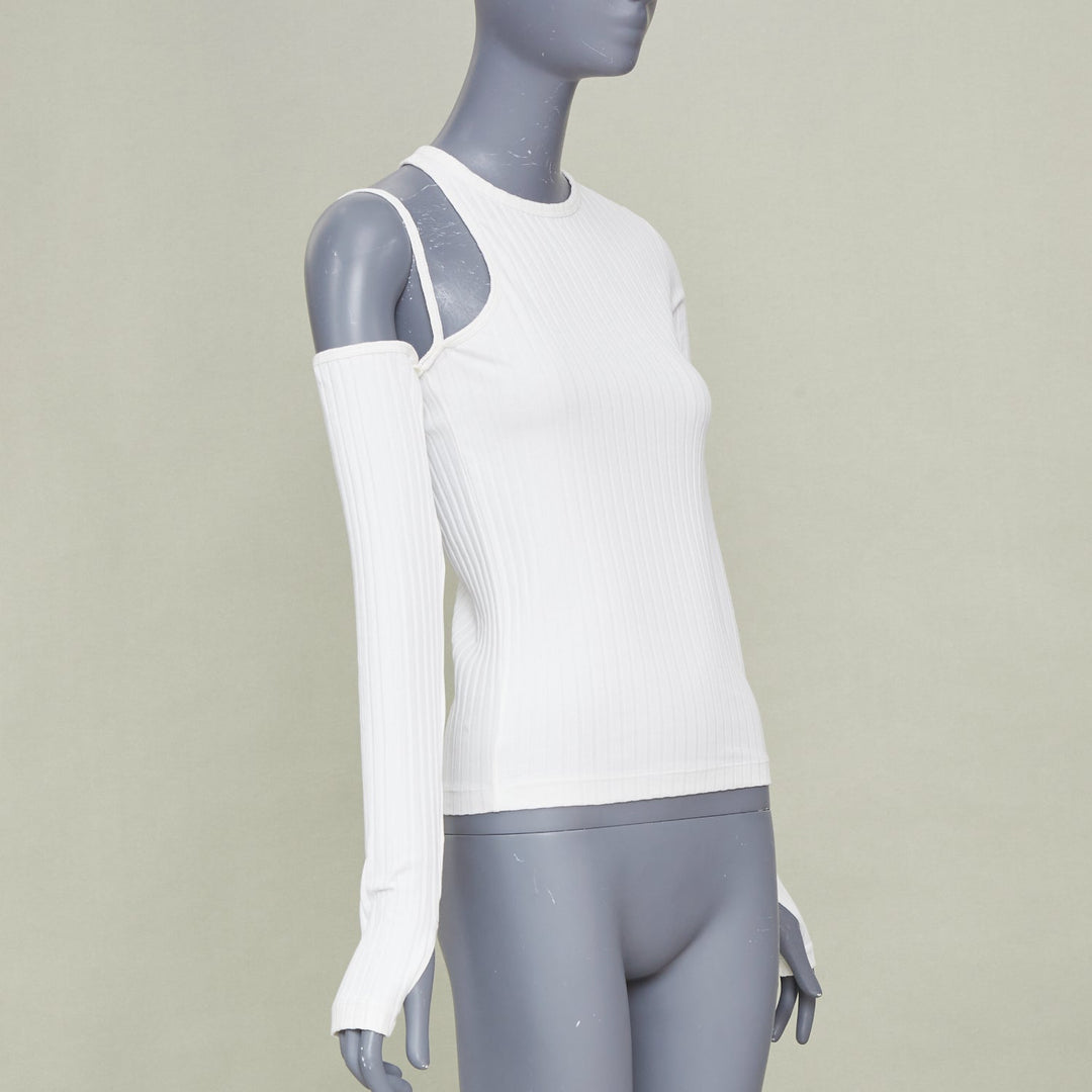 HELMUT LANG 2023 cutout asymmetrical ribbed luxe pima cotton knitwear top S