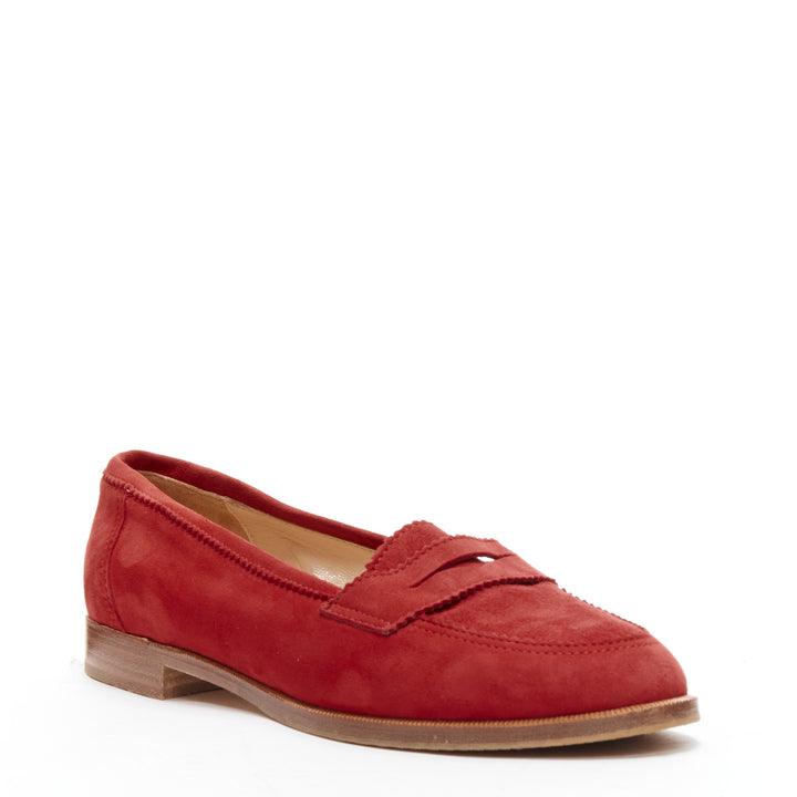 MANOLO BLAHNIK red suede leather classic penny loafer EU37