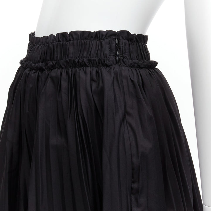 TOD'S black cotton asymmetric high low pleated flared skirt IT38 XS