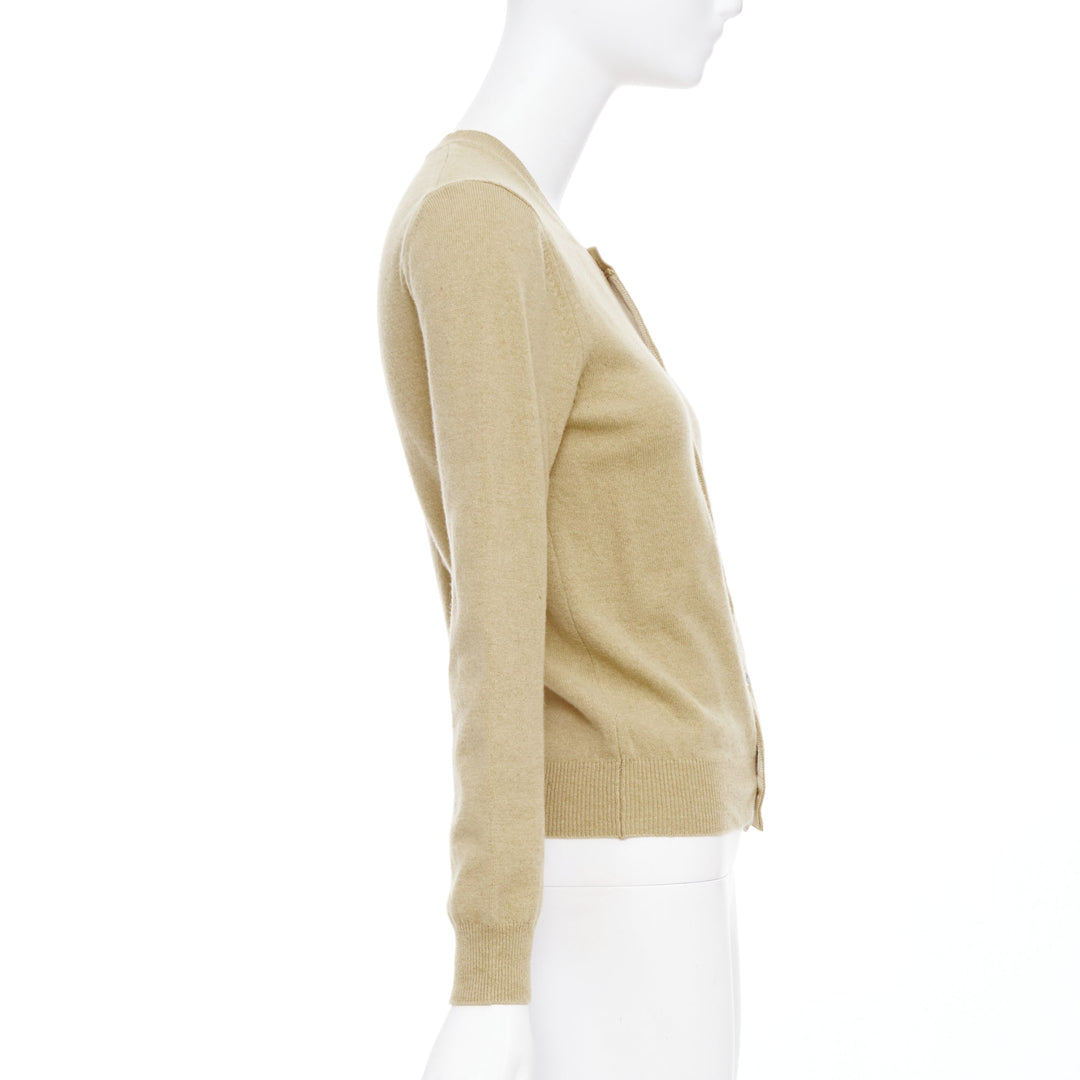 COMME DES GARCONS PLAY 2008 Blackwappen beige wool black heart cardigan S