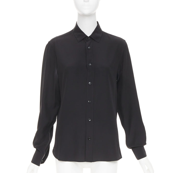 SAINT LAURENT 2015 fluid silk pointed collar button down classic shirt EU 37 XS