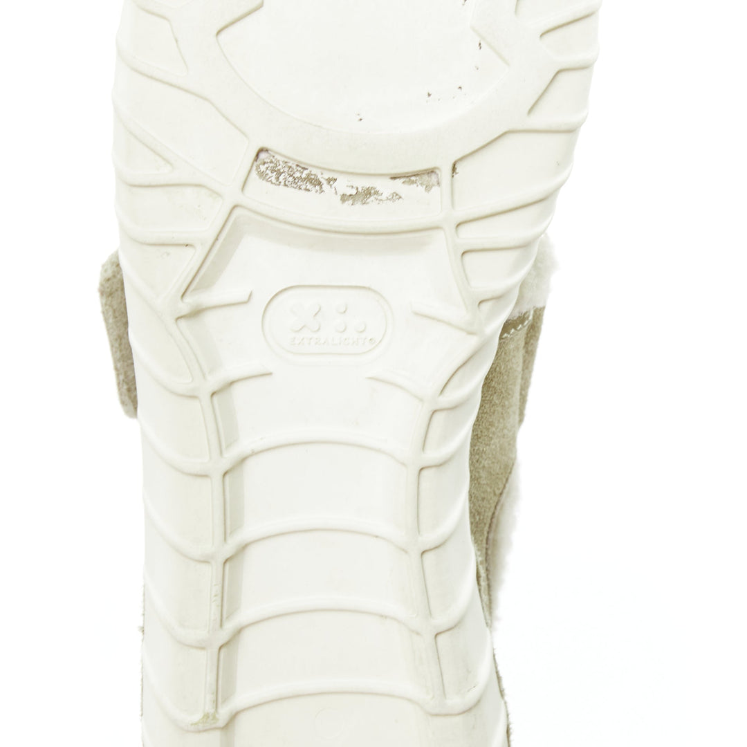 MONCLER stone suede shearling panels logo magic tape sneakers EU38