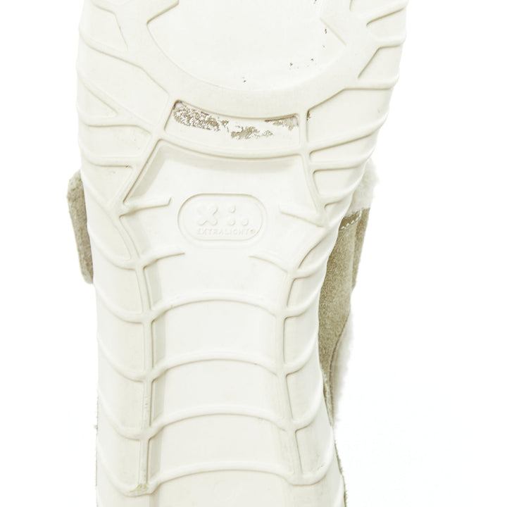 MONCLER stone suede shearling panels logo magic tape sneakers EU38