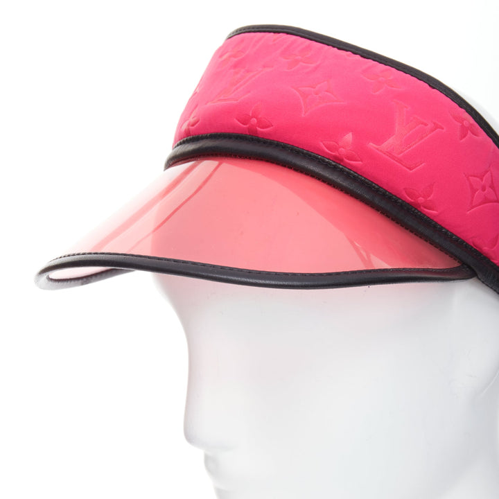 LOUIS VUITTON pink neoprene LV monogram PVC leather trim visor