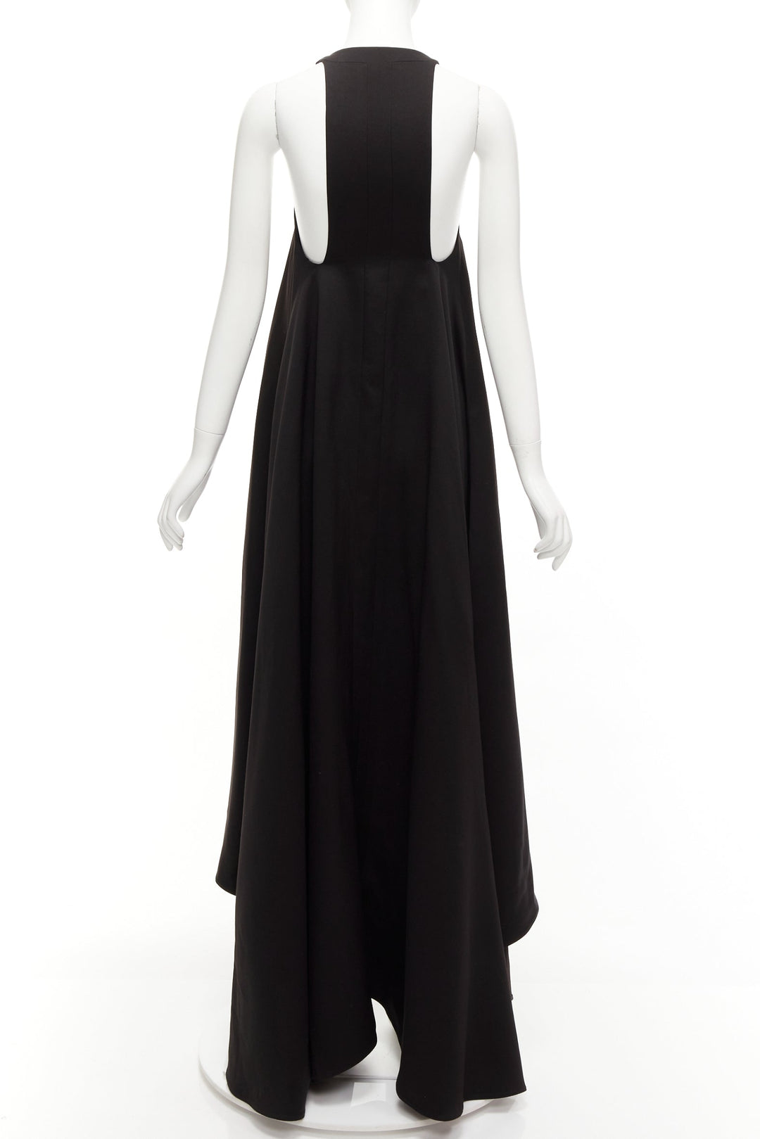 WHISTLES black round neck flare hi low long gown dress US4 S