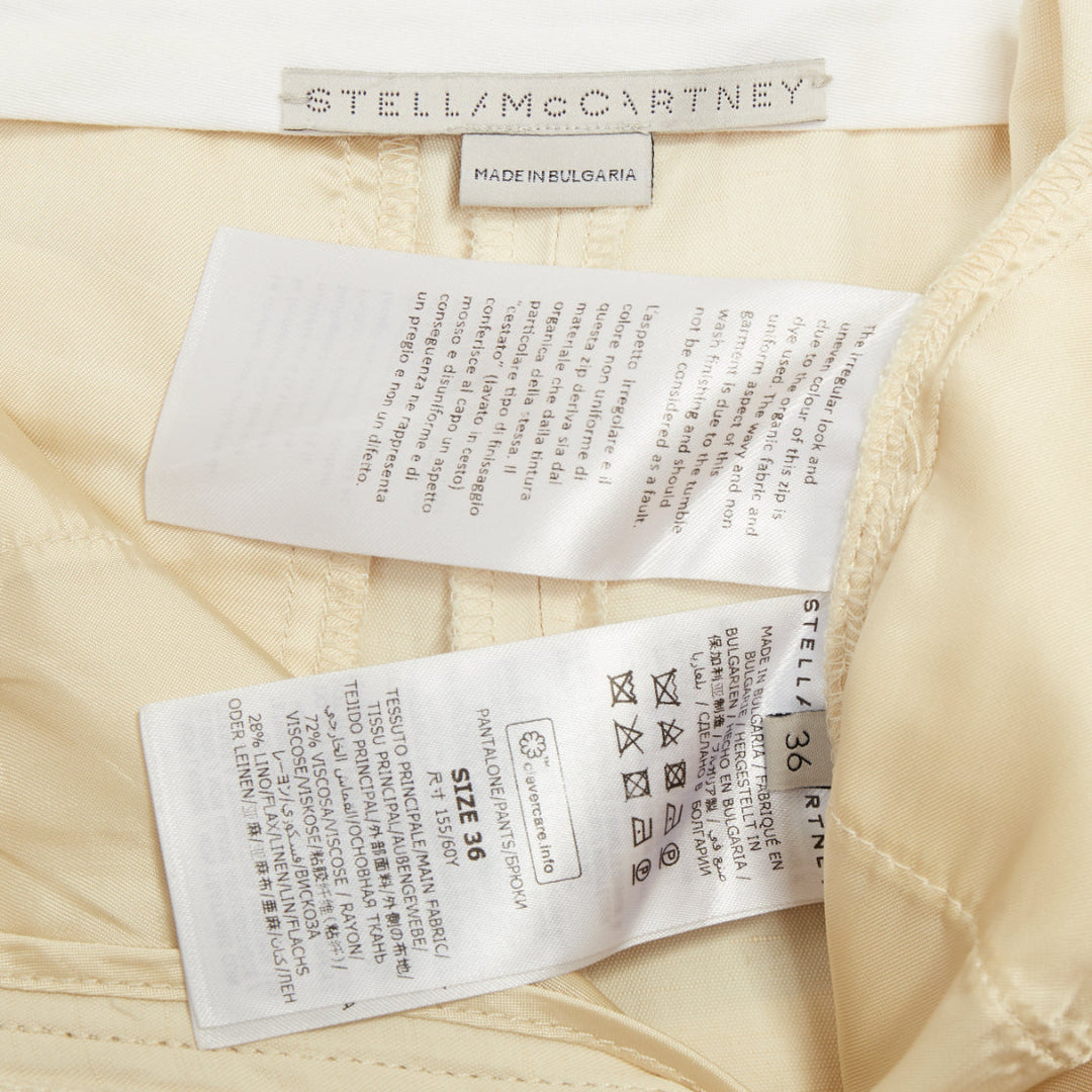 STELLA MCCARTNEY 2022 Iconic high rise pleated beige cropped trousers IT36 XS
