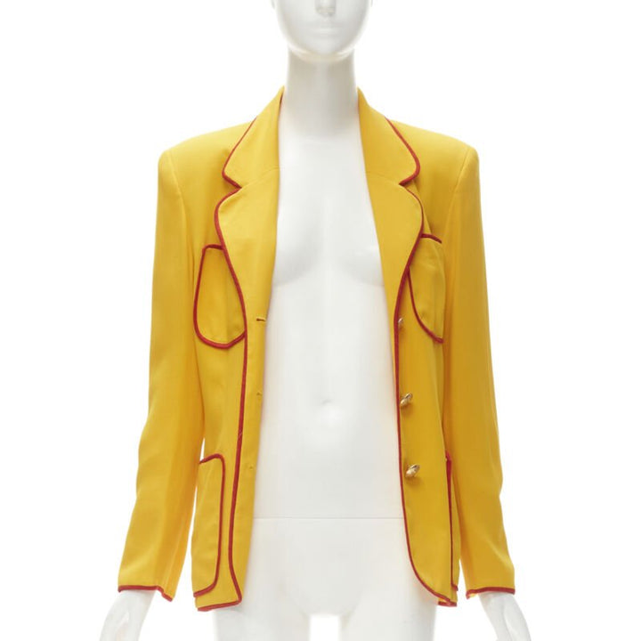 MOSCHINO CHEAP CHIC Vintage yellow red trim 4-pocket blazer jacket IT44 L