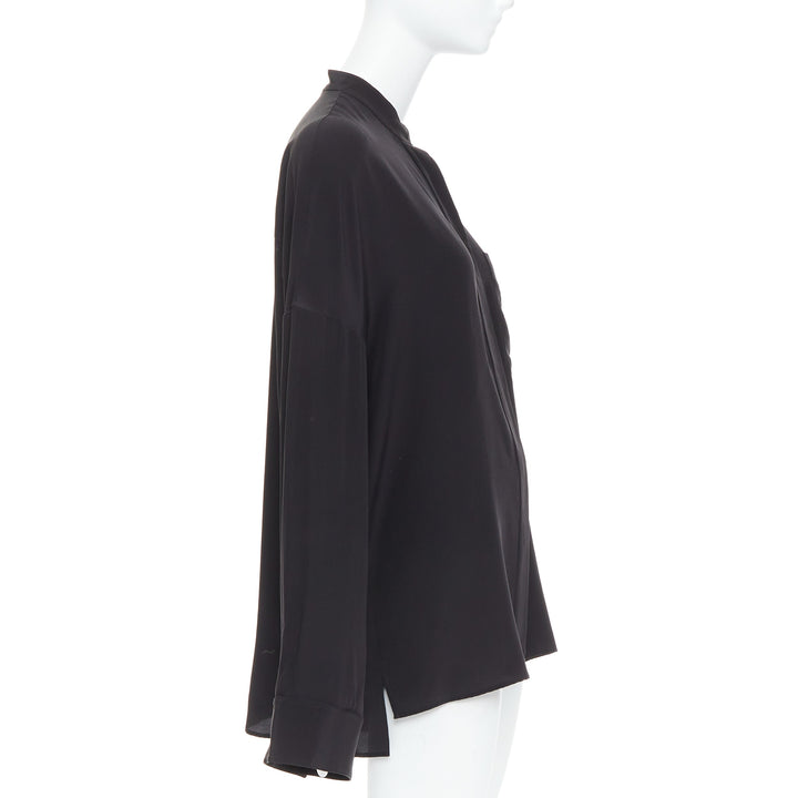 HAIDER ACKERMANN 100% silk black drop shoulder oversized shirt FR38 M