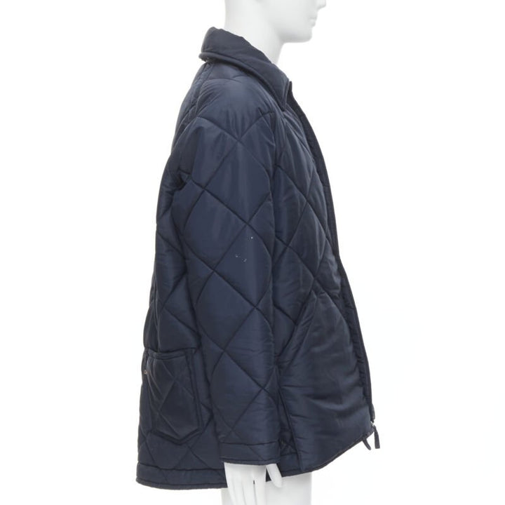 45RPM navy blue polyester padded diamond quilted nylon coat XL