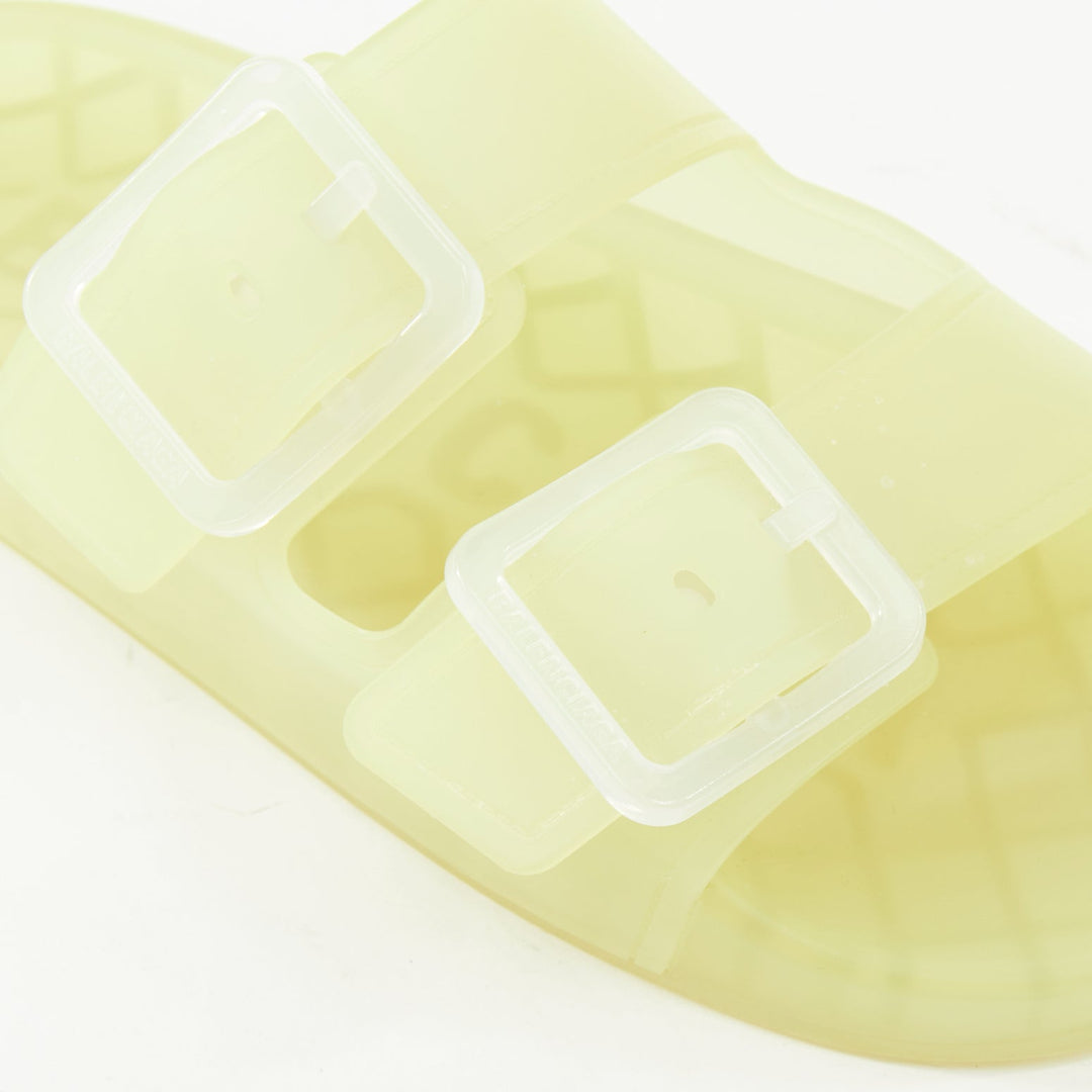 BALENCIAGA 2021 Mallorca transparent yellow rubber dual buckle slide sandal EU38