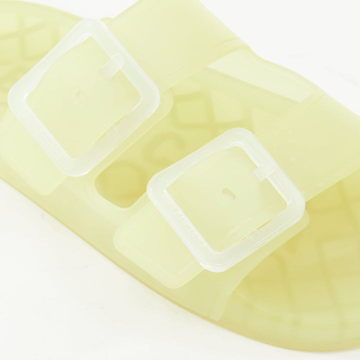 BALENCIAGA 2021 Mallorca transparent yellow rubber dual buckle slide sandal EU38