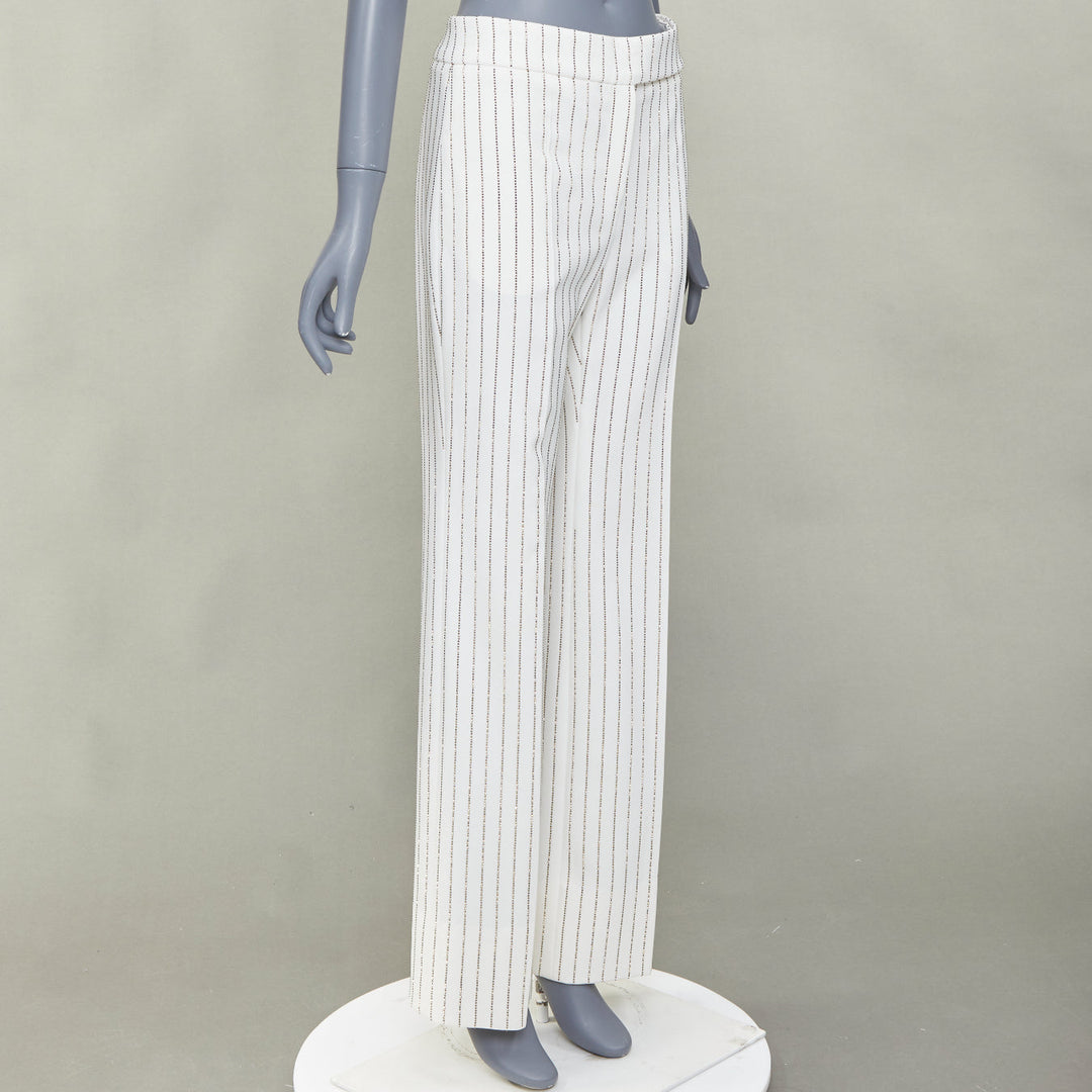 ALEXANDRE VAUTHIER COUTURE SS2020 Runway crystal pinstripe straight pants FR36 S