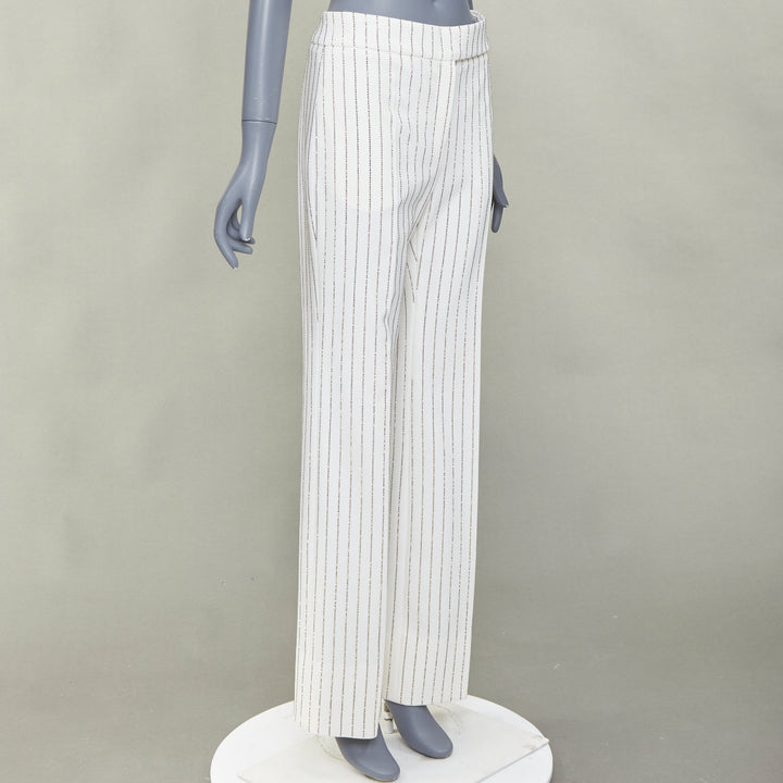 ALEXANDRE VAUTHIER COUTURE SS2020 Runway crystal pinstripe straight pants FR36 S
