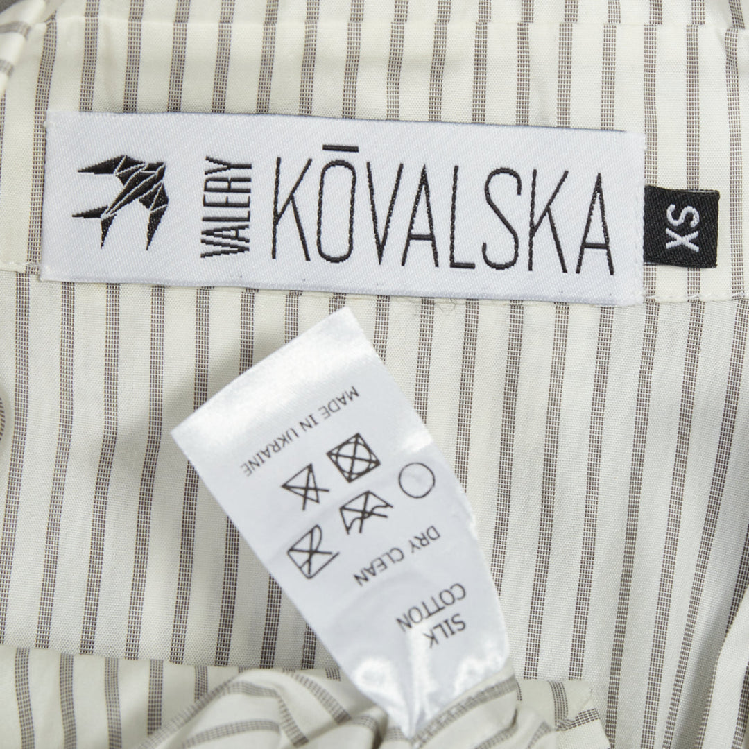 VALERY KOVALSKA striped cotton asymmetric crossover layer tuxedo shirt XS