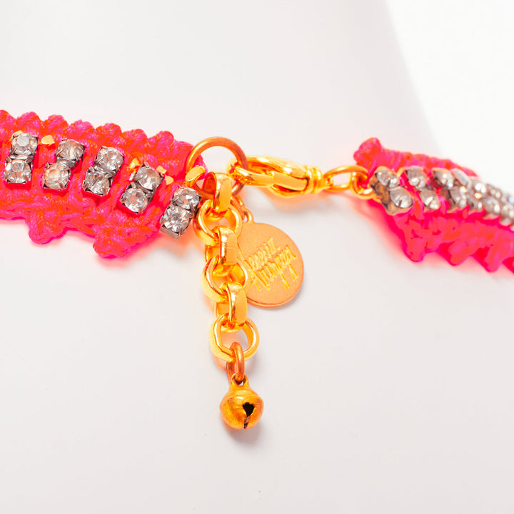 VANESSA ARIZAGA neon orange rope clear crystal chandelier short necklace