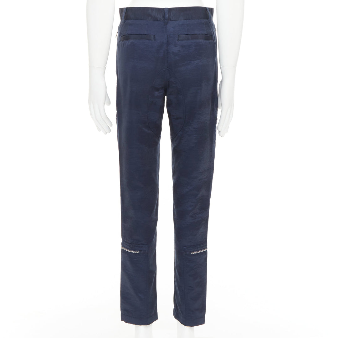 DIOR HOMME navy silver zipper carpenter pocket straight leg cargo pants FR44 XS