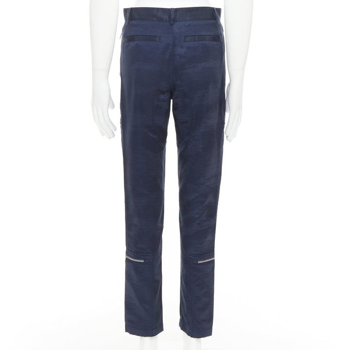 DIOR HOMME navy silver zipper carpenter pocket straight leg cargo pants FR44 XS