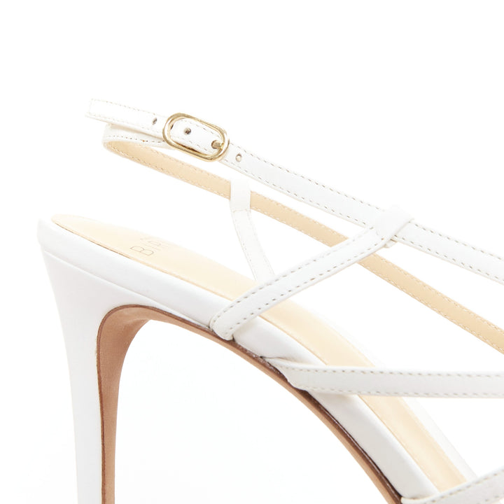 ALEXANDRE BIRMAN white leather caged strappy high heeled sandals EU39.5