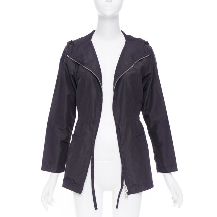 PRADA 2021 Re Nylon navy drawstring hooded zip up utility jacket IT40 S