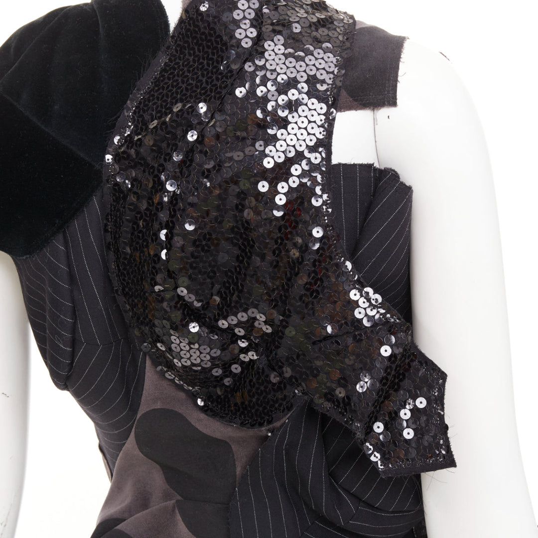 rare COMME DES GARCONS 2009 Runway black patchwork mini skirt