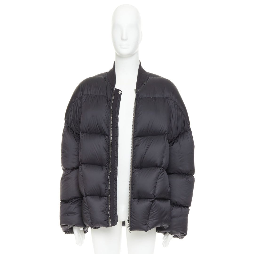 RICK OWENS 2022 Strobe black goose down oversized cocoon boxy puff bomber IT48 M