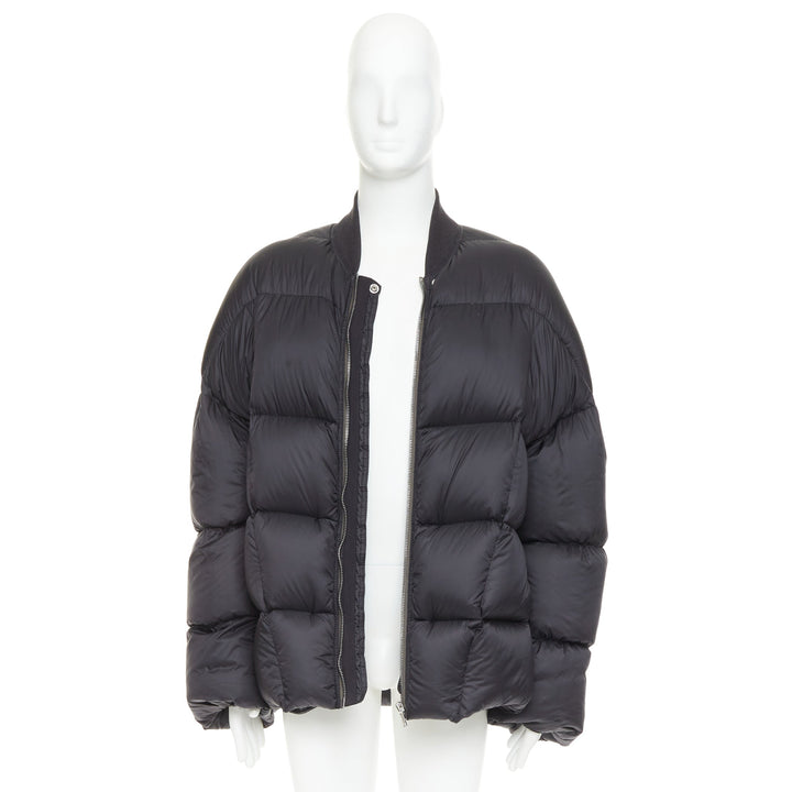 RICK OWENS 2022 Strobe black goose down oversized cocoon boxy puff bomber IT48 M