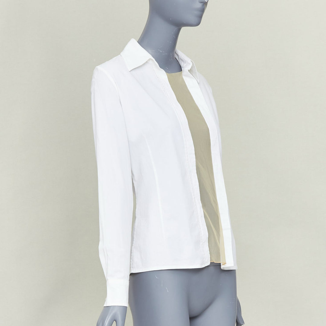 MAISON MARGIELA Vintage white nude sheer panel deconstructed shirt blouse IT42 M