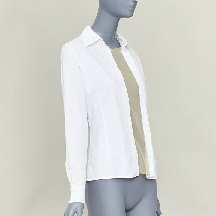 MAISON MARGIELA Vintage white nude sheer panel deconstructed shirt blouse IT42 M