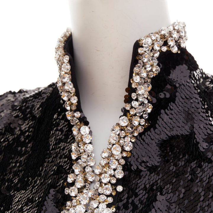 ALEXANDRE VAUTHIER COUTURE SS2025 Runway black sequin silver crystal crop jacket