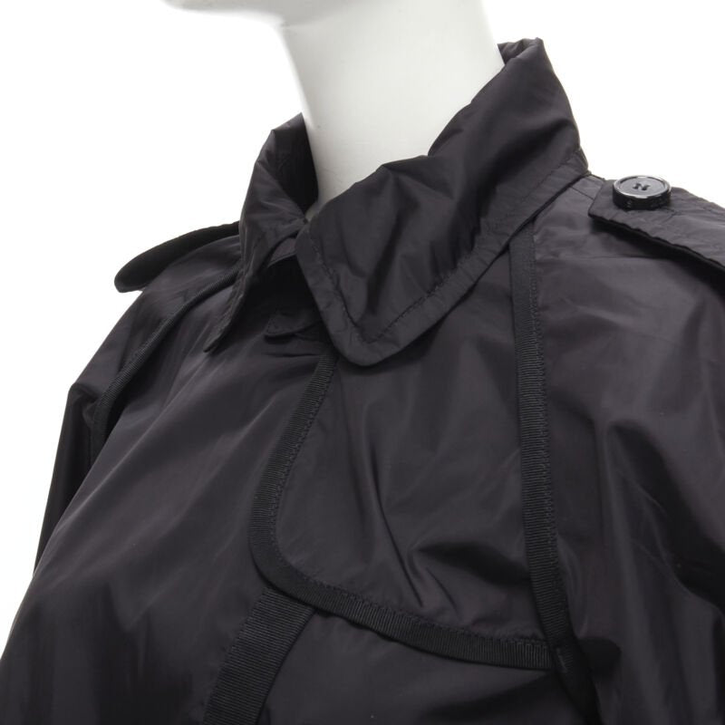 MONCLER Yukiko Giubbotto black snap buttons collared windbreaker poncho Sz.0 XS