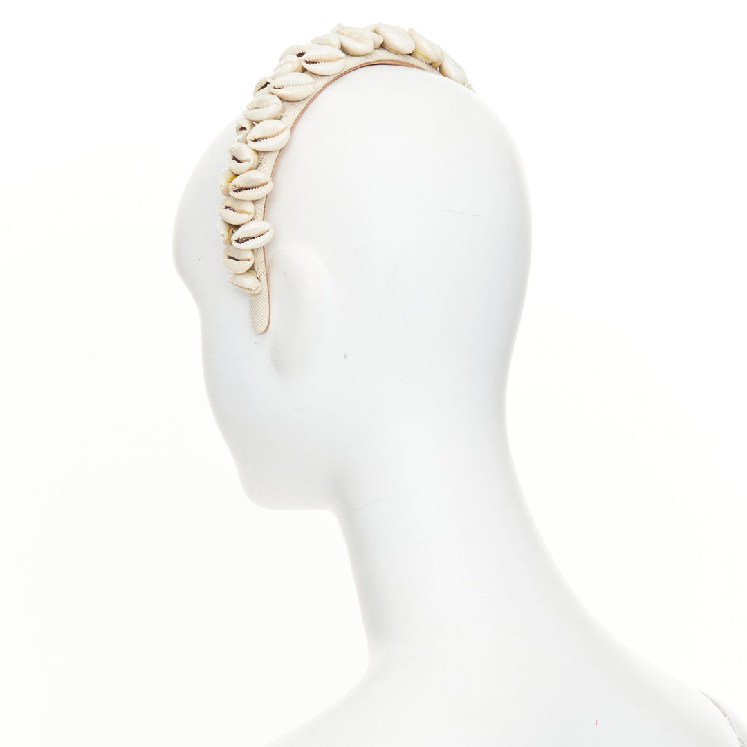LOEWE Paula's Ibiza cowry shell straw neutral beach resort headband accessory