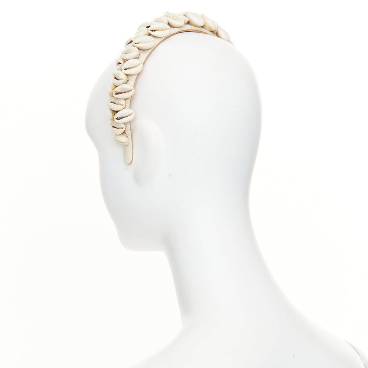 LOEWE Paula's Ibiza cowry shell straw neutral beach resort headband accessory