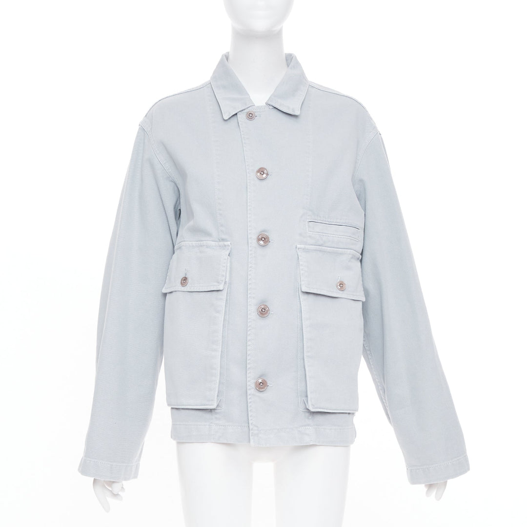 LEMAIRE 2025 snowy blue grey cotton denim boxy workwear utility pocket jacket XS