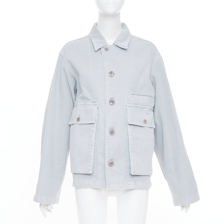 LEMAIRE 2025 snowy blue grey cotton denim boxy workwear utility pocket jacket XS