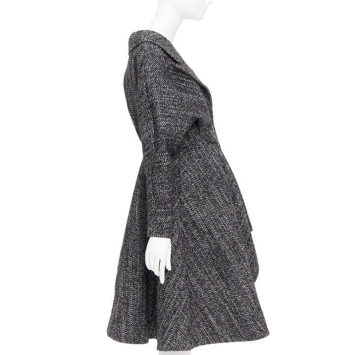 ALEXANDRE BLANC grey virgin wool blend tweed dolman swing coat FR34 XS