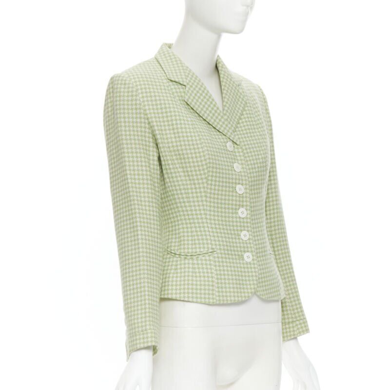 vintage BLUMARINE green houndstooth wool belted blazer skirt set IT40 S