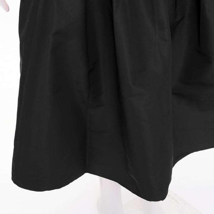 TIBI black silk taffeta structured pleated high waist aline midi skirt US2 S