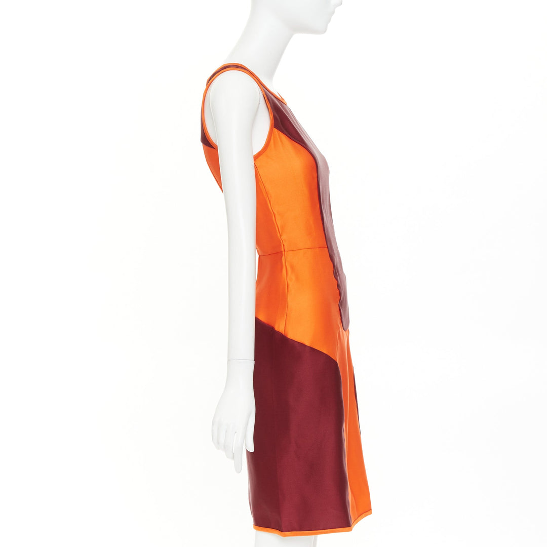 rare MIU MIU 2008 Runway Vintage Sportif geometric silk satin dress IT38 XS
