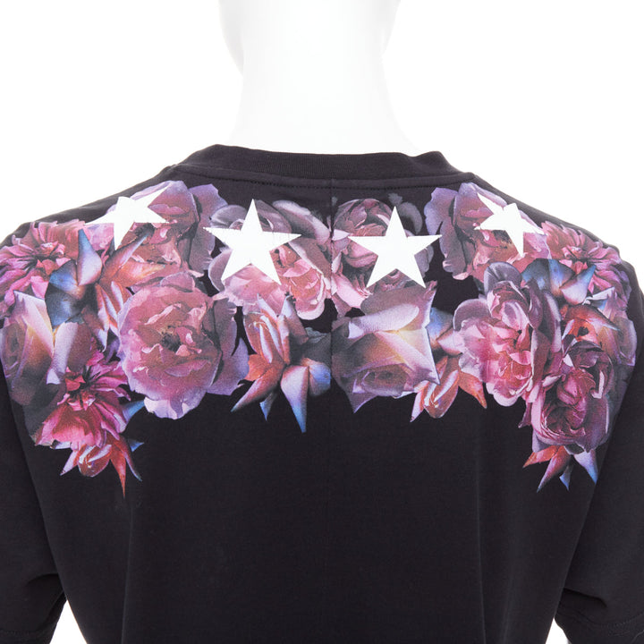 GIVENCHY Riccardo Tisci purple flower white star black tshirt XS