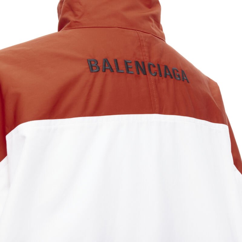 BALENCIAGA Y2K red white colorblocked logo embroidered track jacket IT50 L