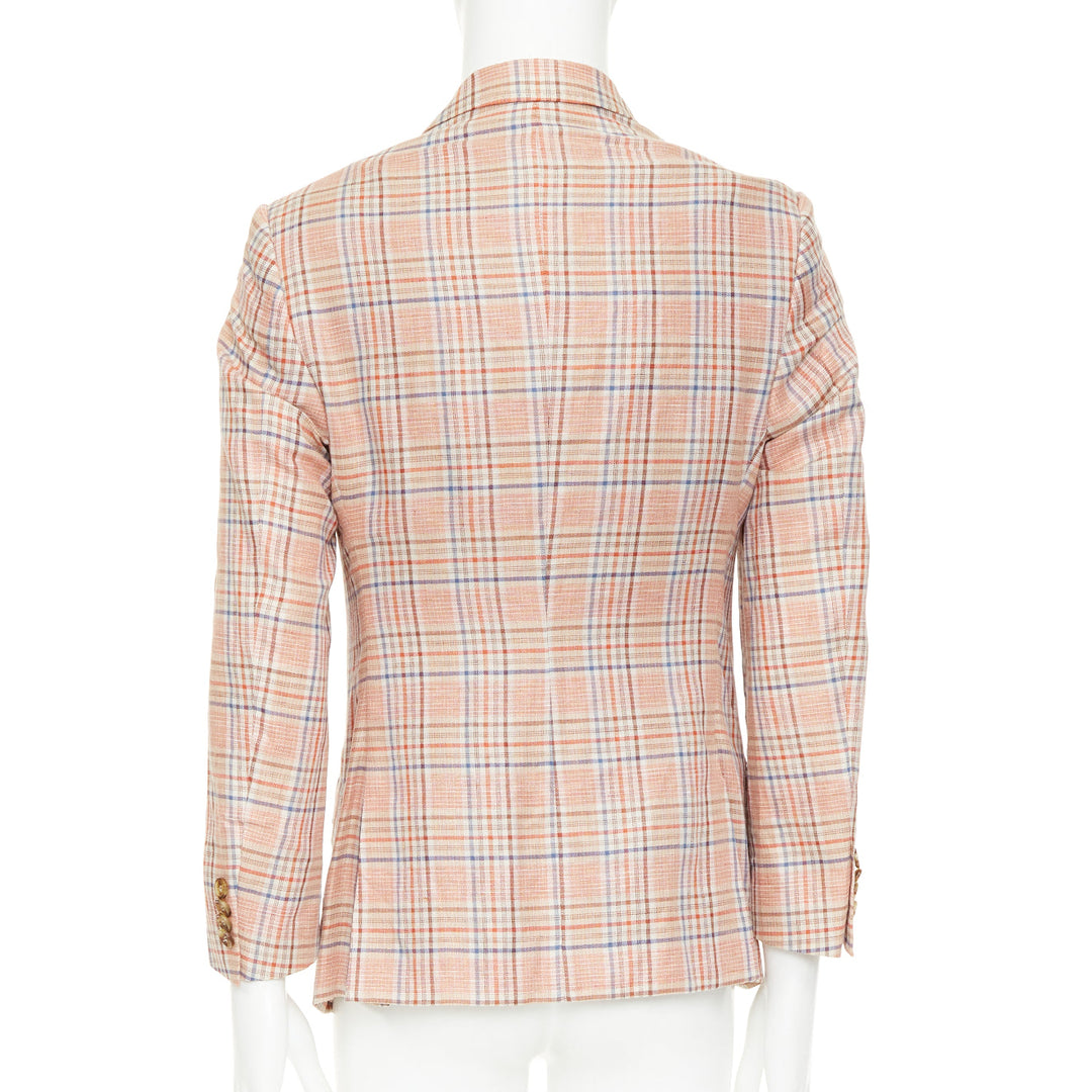 ETRO Superleggera pink blue checkered linen cotton summer blazer IT50 L