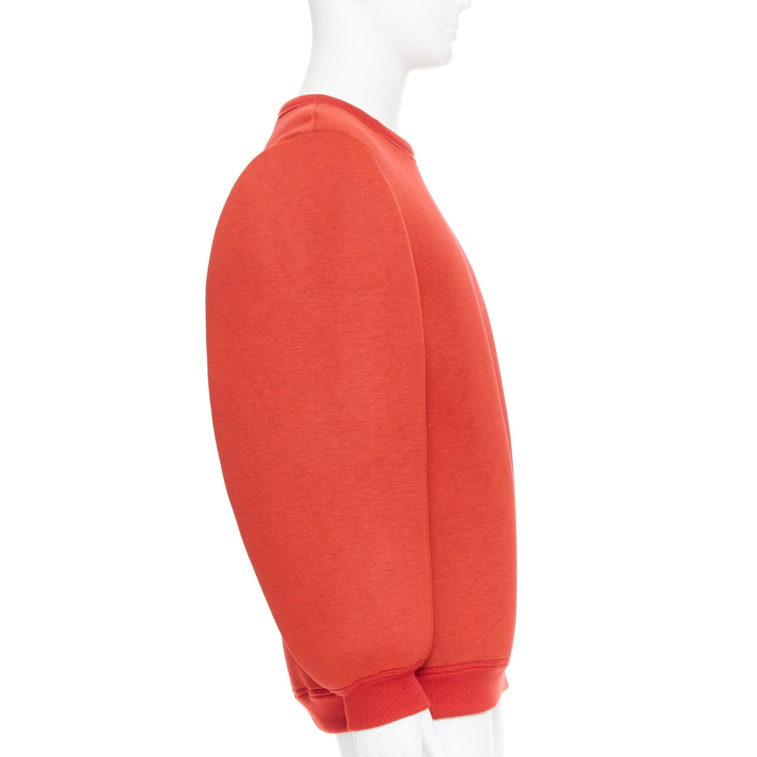 MAISON MARGIELA 2010 red neoprene structured curved sleeve pullover jumper S