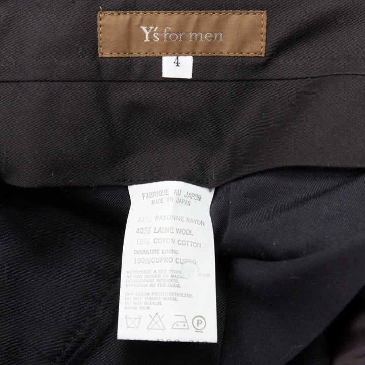 YOHJI YAMAMOTO Y's dark brown wool cotton blend wide pants JP4 XL