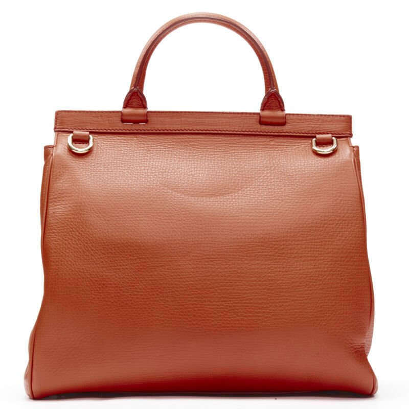 DOLCE GABBANA Monica orange leather gold lock flap shoulder satchel bag