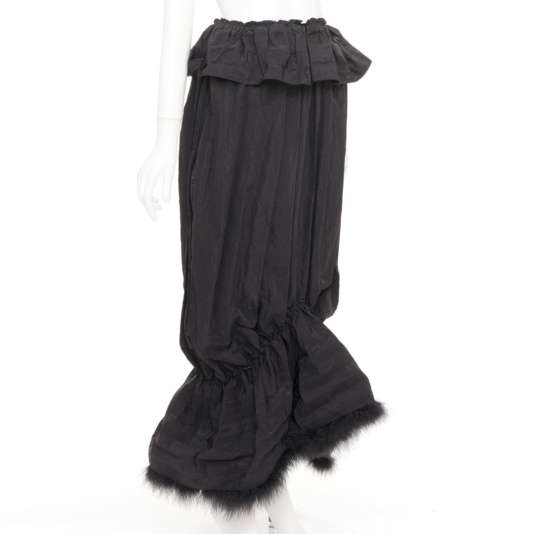 SIMONE ROCHA black cloque paperbag taffeta bubble turkey feather midi skirt UK6