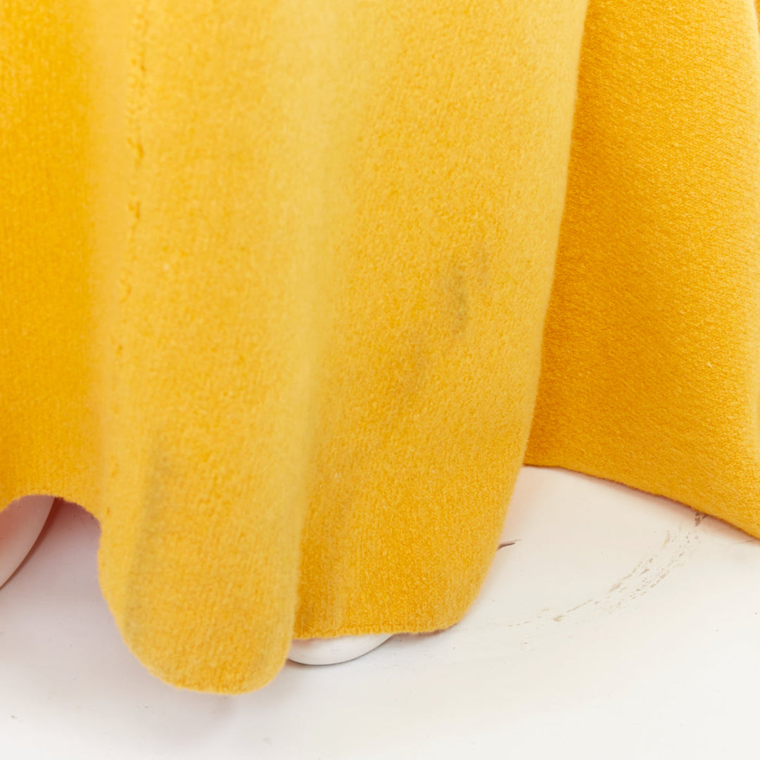 RICK OWENS 2022 Strobe mustard yellow cashmere blend panelled knit maxi skirt S