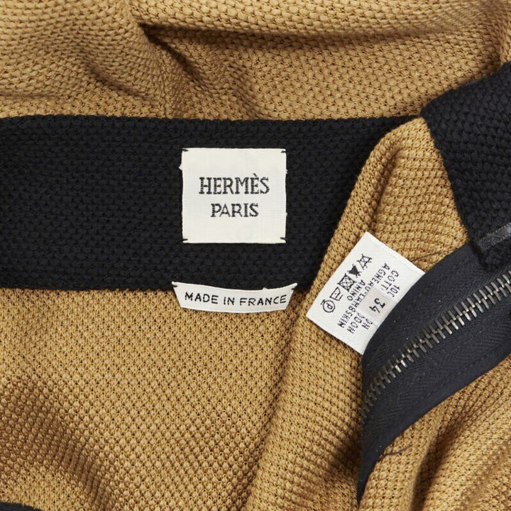 HERMES 100% cotton black brown colorblocked drawstring sleeveless jumpsuit Fr34