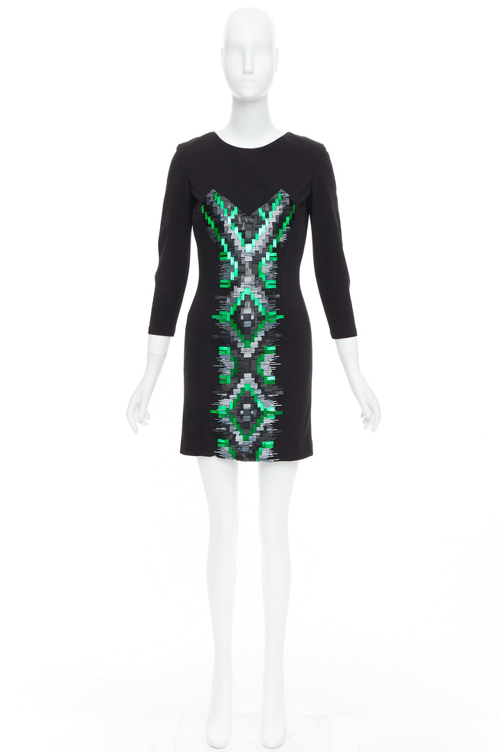 MATTHEW WILLIAMSON green black rectangular sequin embellished dress UK10 M